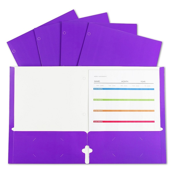 C-Line Products 2-Pocket Laminated Paper Portfolios w/3-Hole Punch, Purple, PK25 06319 - main